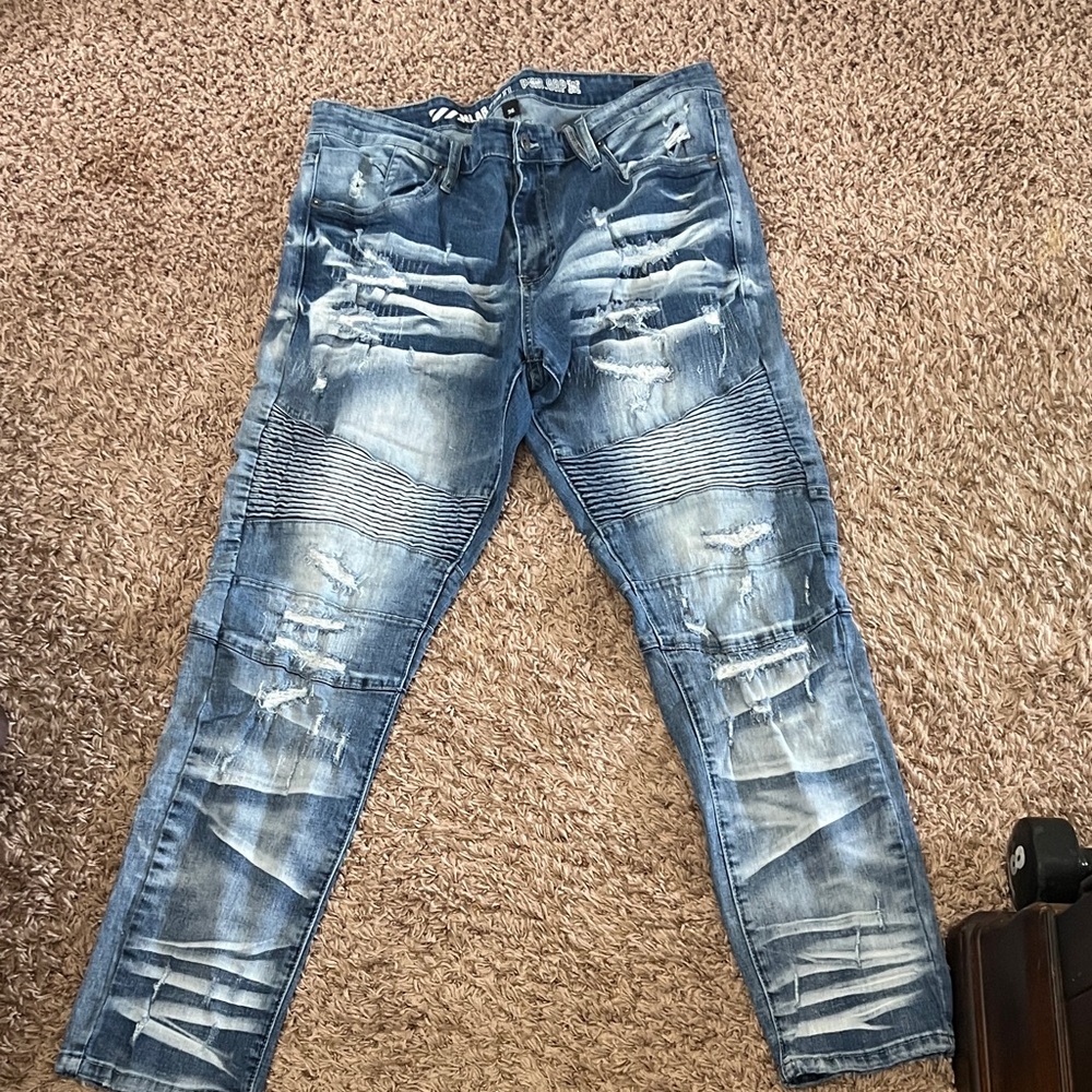 Men's Distressed Skinny Jeans in Blue